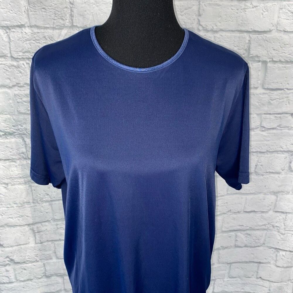 Croft & Barrow Women XL short sleeve Crewneck stretchy top Navy Blue